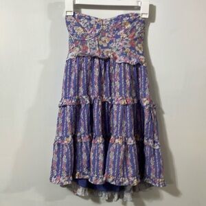 Altar’d State Purple and Yellow Strapless Dress- Size S